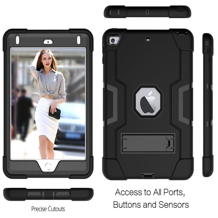 For iPad Mini 5 / 4 Contrast Color Silicone + PC Combination Case with Holder(Black) - iPad mini (2019) / mini 5 Cases by buy2fix | Online Shopping UK | buy2fix