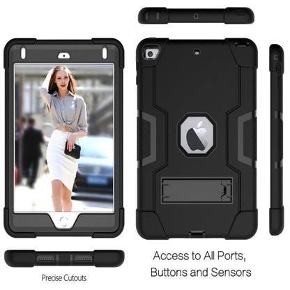 For iPad Mini 5 / 4 Contrast Color Silicone + PC Combination Case with Holder(Black) - iPad mini (2019) / mini 5 Cases by buy2fix | Online Shopping UK | buy2fix
