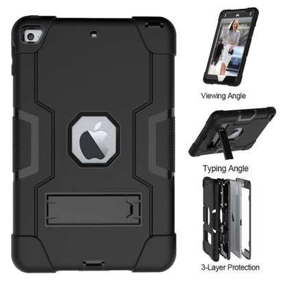 For iPad Mini 5 / 4 Contrast Color Silicone + PC Combination Case with Holder(Black) - iPad mini (2019) / mini 5 Cases by buy2fix | Online Shopping UK | buy2fix
