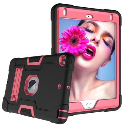For iPad Mini 5 / 4 Contrast Color Silicone + PC Combination Case with Holder(Black + Rose Red) - iPad mini (2019) / mini 5 Cases by buy2fix | Online Shopping UK | buy2fix