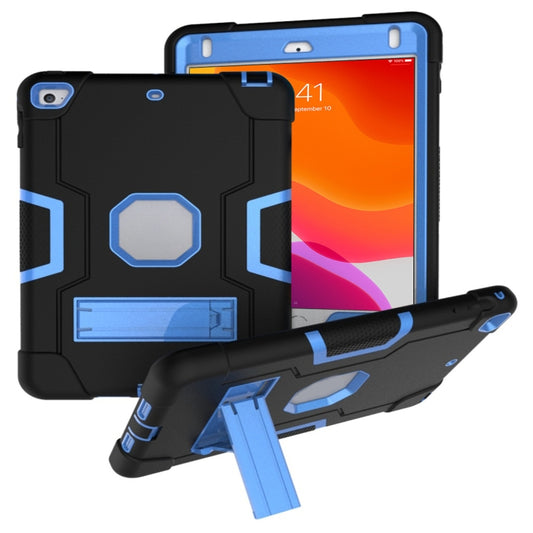 For iPad Mini 5 / 4 Contrast Color Silicone + PC Combination Case with Holder(Black + Blue) - iPad mini (2019) / mini 5 Cases by buy2fix | Online Shopping UK | buy2fix
