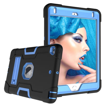 For iPad Mini 5 / 4 Contrast Color Silicone + PC Combination Case with Holder(Black + Blue) - iPad mini (2019) / mini 5 Cases by buy2fix | Online Shopping UK | buy2fix