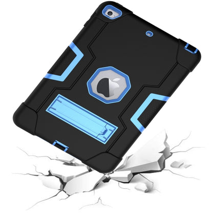 For iPad Mini 5 / 4 Contrast Color Silicone + PC Combination Case with Holder(Black + Blue) - iPad mini (2019) / mini 5 Cases by buy2fix | Online Shopping UK | buy2fix
