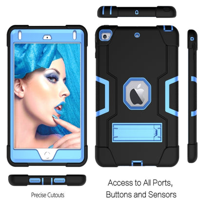 For iPad Mini 5 / 4 Contrast Color Silicone + PC Combination Case with Holder(Black + Blue) - iPad mini (2019) / mini 5 Cases by buy2fix | Online Shopping UK | buy2fix
