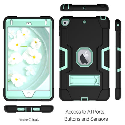 For iPad Mini 5 / 4 Contrast Color Silicone + PC Combination Case with Holder(Black + Aqua) - iPad mini (2019) / mini 5 Cases by buy2fix | Online Shopping UK | buy2fix