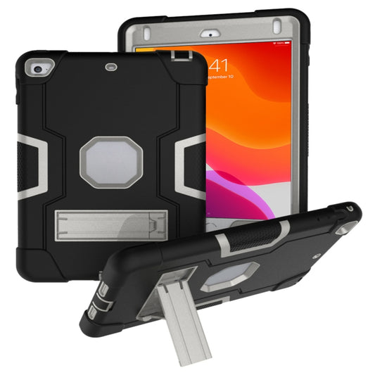 For iPad Mini 5 / 4 Contrast Color Silicone + PC Combination Case with Holder(Black + Grey) - iPad mini (2019) / mini 5 Cases by buy2fix | Online Shopping UK | buy2fix