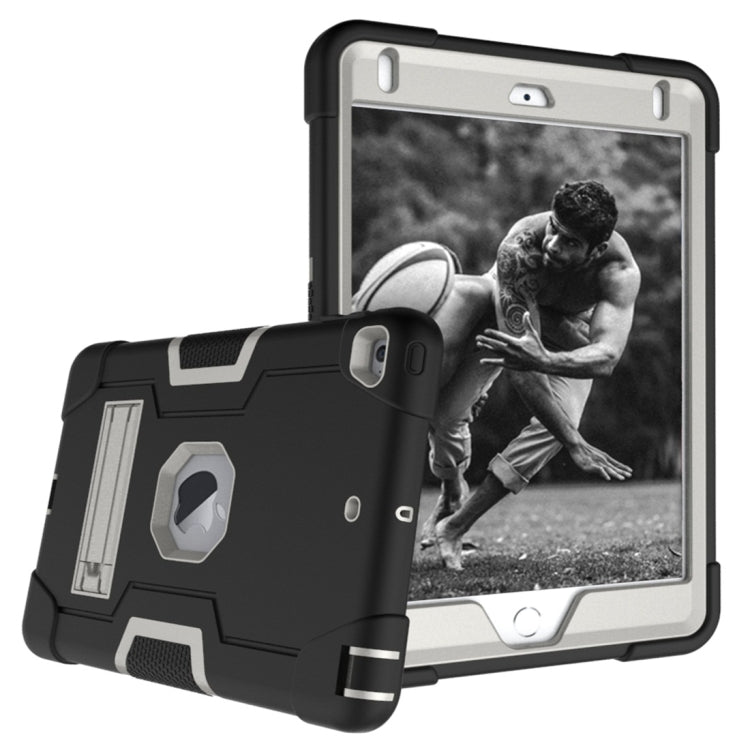 For iPad Mini 5 / 4 Contrast Color Silicone + PC Combination Case with Holder(Black + Grey) - iPad mini (2019) / mini 5 Cases by buy2fix | Online Shopping UK | buy2fix
