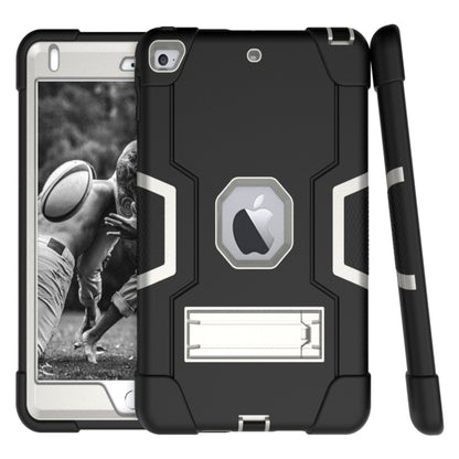 For iPad Mini 5 / 4 Contrast Color Silicone + PC Combination Case with Holder(Black + Grey) - iPad mini (2019) / mini 5 Cases by buy2fix | Online Shopping UK | buy2fix