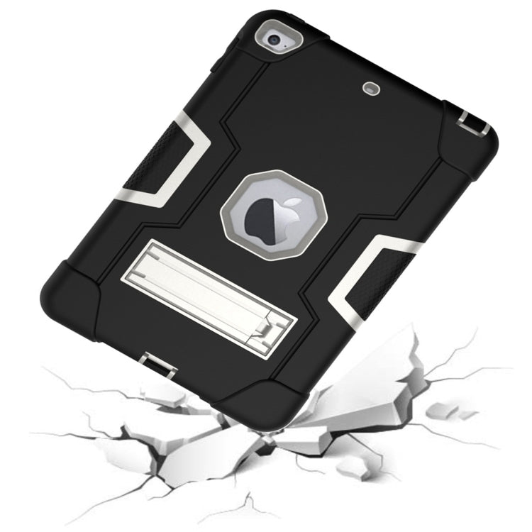 For iPad Mini 5 / 4 Contrast Color Silicone + PC Combination Case with Holder(Black + Grey) - iPad mini (2019) / mini 5 Cases by buy2fix | Online Shopping UK | buy2fix