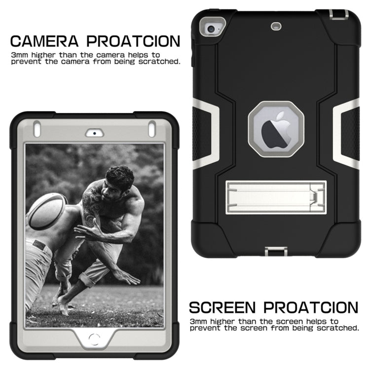 For iPad Mini 5 / 4 Contrast Color Silicone + PC Combination Case with Holder(Black + Grey) - iPad mini (2019) / mini 5 Cases by buy2fix | Online Shopping UK | buy2fix