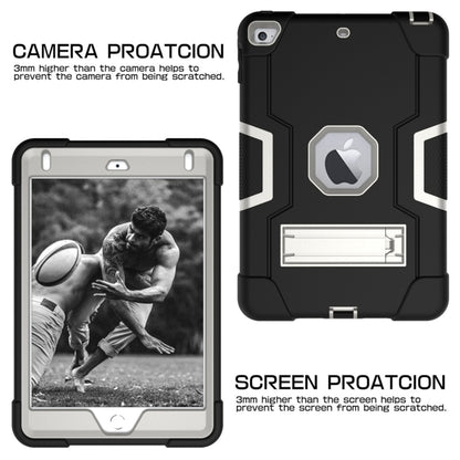 For iPad Mini 5 / 4 Contrast Color Silicone + PC Combination Case with Holder(Black + Grey) - iPad mini (2019) / mini 5 Cases by buy2fix | Online Shopping UK | buy2fix