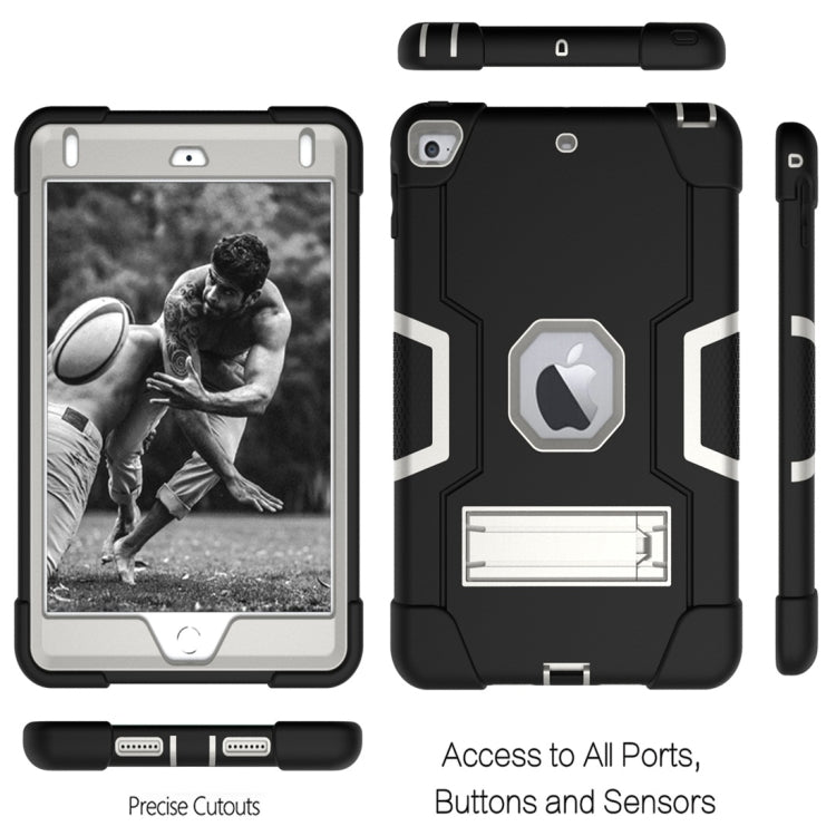 For iPad Mini 5 / 4 Contrast Color Silicone + PC Combination Case with Holder(Black + Grey) - iPad mini (2019) / mini 5 Cases by buy2fix | Online Shopping UK | buy2fix