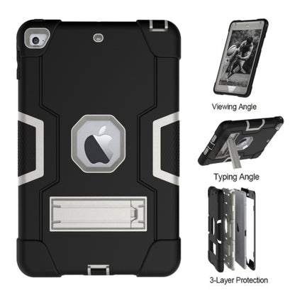 For iPad Mini 5 / 4 Contrast Color Silicone + PC Combination Case with Holder(Black + Grey) - iPad mini (2019) / mini 5 Cases by buy2fix | Online Shopping UK | buy2fix