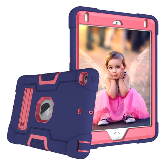 For iPad Mini 5 / 4 Contrast Color Silicone + PC Combination Case with Holder(Navy Blue + Rose Red) - iPad mini (2019) / mini 5 Cases by buy2fix | Online Shopping UK | buy2fix