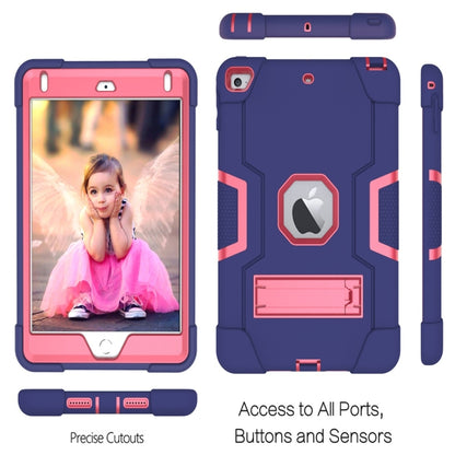 For iPad Mini 5 / 4 Contrast Color Silicone + PC Combination Case with Holder(Navy Blue + Rose Red) - iPad mini (2019) / mini 5 Cases by buy2fix | Online Shopping UK | buy2fix