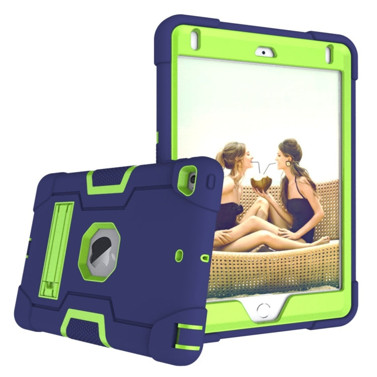 For iPad Mini 5 / 4 Contrast Color Silicone + PC Combination Case with Holder(Navy Blue +Olivine) - iPad mini (2019) / mini 5 Cases by buy2fix | Online Shopping UK | buy2fix