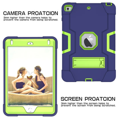 For iPad Mini 5 / 4 Contrast Color Silicone + PC Combination Case with Holder(Navy Blue +Olivine) - iPad mini (2019) / mini 5 Cases by buy2fix | Online Shopping UK | buy2fix