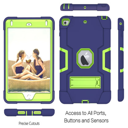 For iPad Mini 5 / 4 Contrast Color Silicone + PC Combination Case with Holder(Navy Blue +Olivine) - iPad mini (2019) / mini 5 Cases by buy2fix | Online Shopping UK | buy2fix