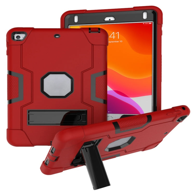 For iPad Mini 5 / 4 Contrast Color Silicone + PC Combination Case with Holder(Red + Black) - iPad mini (2019) / mini 5 Cases by buy2fix | Online Shopping UK | buy2fix