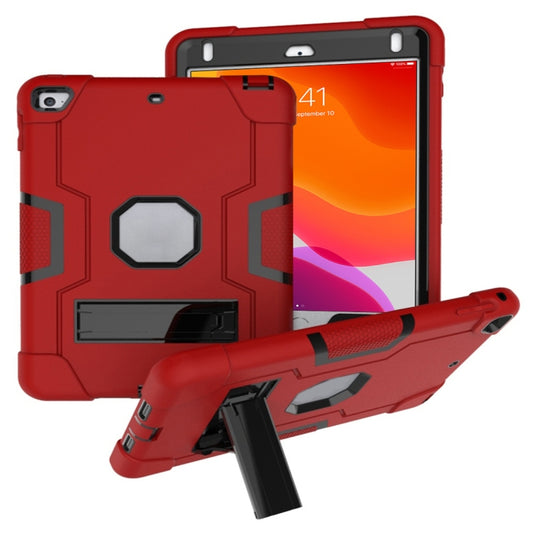 For iPad Mini 5 / 4 Contrast Color Silicone + PC Combination Case with Holder(Red + Black) - iPad mini (2019) / mini 5 Cases by buy2fix | Online Shopping UK | buy2fix