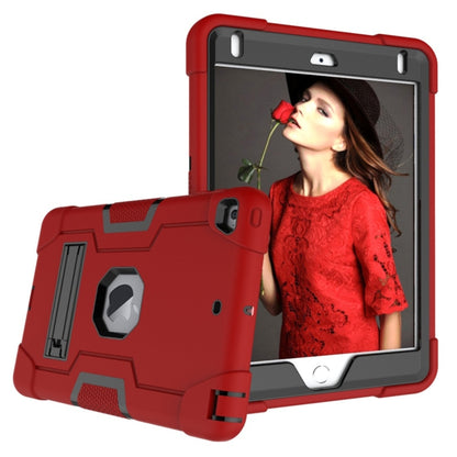 For iPad Mini 5 / 4 Contrast Color Silicone + PC Combination Case with Holder(Red + Black) - iPad mini (2019) / mini 5 Cases by buy2fix | Online Shopping UK | buy2fix