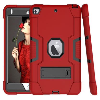 For iPad Mini 5 / 4 Contrast Color Silicone + PC Combination Case with Holder(Red + Black) - iPad mini (2019) / mini 5 Cases by buy2fix | Online Shopping UK | buy2fix