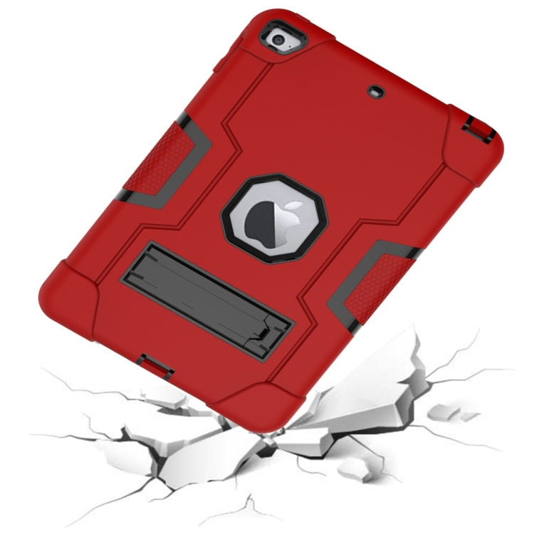 For iPad Mini 5 / 4 Contrast Color Silicone + PC Combination Case with Holder(Red + Black) - iPad mini (2019) / mini 5 Cases by buy2fix | Online Shopping UK | buy2fix