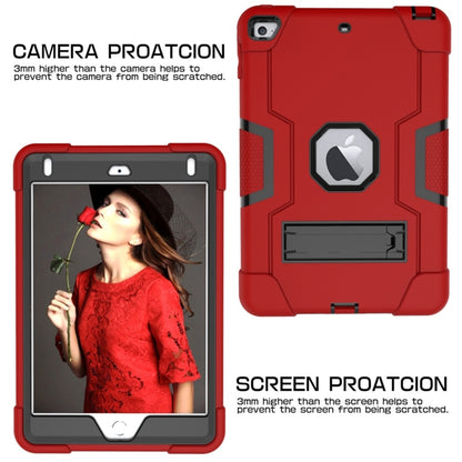 For iPad Mini 5 / 4 Contrast Color Silicone + PC Combination Case with Holder(Red + Black) - iPad mini (2019) / mini 5 Cases by buy2fix | Online Shopping UK | buy2fix