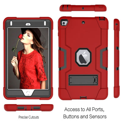 For iPad Mini 5 / 4 Contrast Color Silicone + PC Combination Case with Holder(Red + Black) - iPad mini (2019) / mini 5 Cases by buy2fix | Online Shopping UK | buy2fix