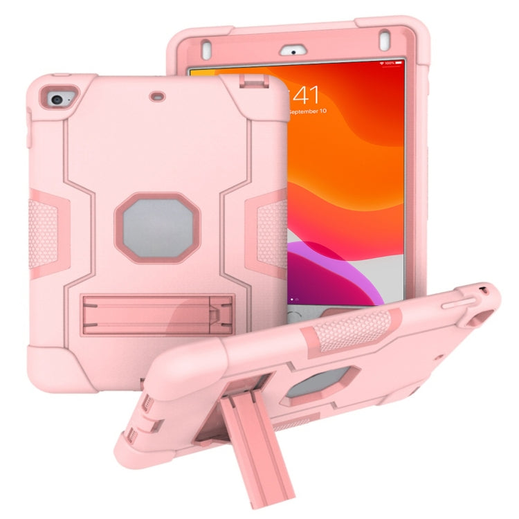 For iPad Mini 5 / 4 Contrast Color Silicone + PC Combination Case with Holder(Rose Gold) - iPad mini (2019) / mini 5 Cases by buy2fix | Online Shopping UK | buy2fix
