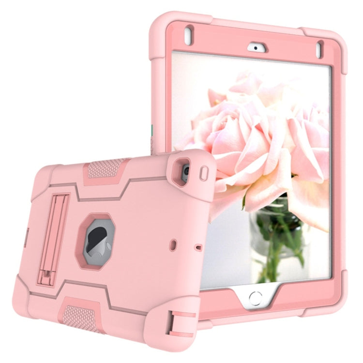 For iPad Mini 5 / 4 Contrast Color Silicone + PC Combination Case with Holder(Rose Gold) - iPad mini (2019) / mini 5 Cases by buy2fix | Online Shopping UK | buy2fix
