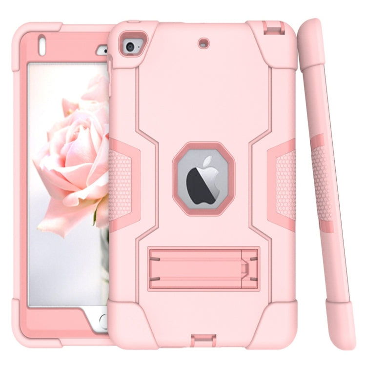 For iPad Mini 5 / 4 Contrast Color Silicone + PC Combination Case with Holder(Rose Gold) - iPad mini (2019) / mini 5 Cases by buy2fix | Online Shopping UK | buy2fix