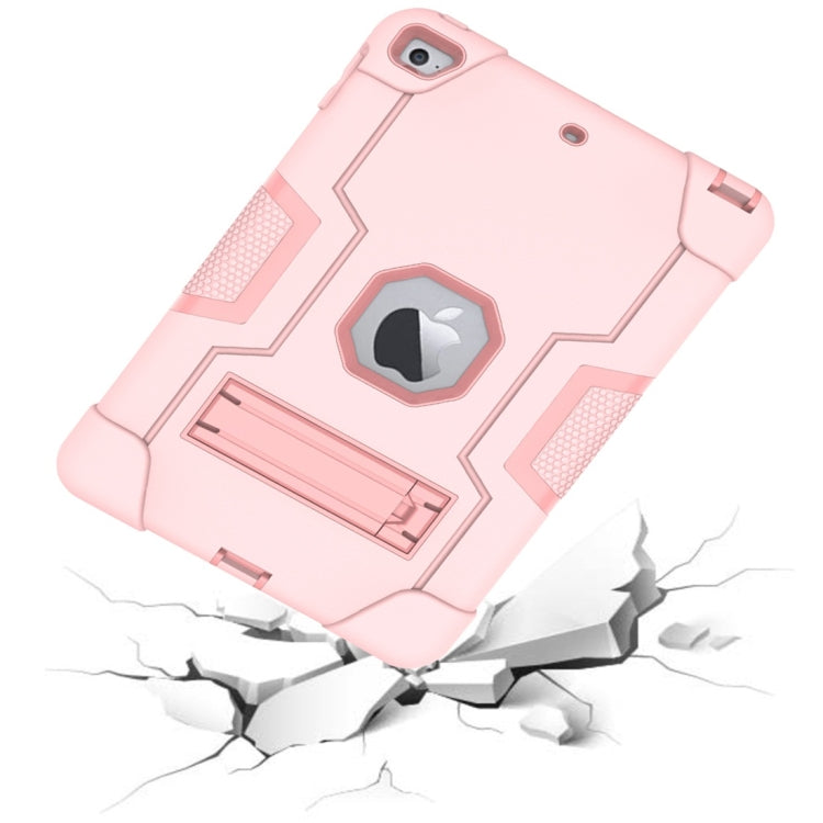 For iPad Mini 5 / 4 Contrast Color Silicone + PC Combination Case with Holder(Rose Gold) - iPad mini (2019) / mini 5 Cases by buy2fix | Online Shopping UK | buy2fix