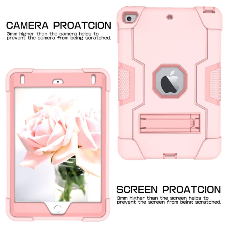 For iPad Mini 5 / 4 Contrast Color Silicone + PC Combination Case with Holder(Rose Gold) - iPad mini (2019) / mini 5 Cases by buy2fix | Online Shopping UK | buy2fix