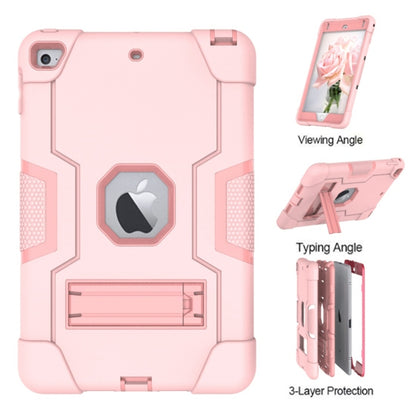 For iPad Mini 5 / 4 Contrast Color Silicone + PC Combination Case with Holder(Rose Gold) - iPad mini (2019) / mini 5 Cases by buy2fix | Online Shopping UK | buy2fix