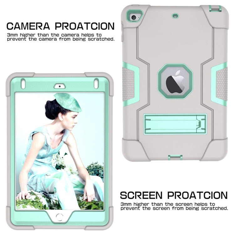 For iPad Mini 5 / 4 Contrast Color Silicone + PC Combination Case with Holder(Grey + Aqua) - iPad mini (2019) / mini 5 Cases by buy2fix | Online Shopping UK | buy2fix