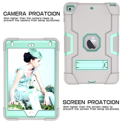 For iPad Mini 5 / 4 Contrast Color Silicone + PC Combination Case with Holder(Grey + Aqua) - iPad mini (2019) / mini 5 Cases by buy2fix | Online Shopping UK | buy2fix