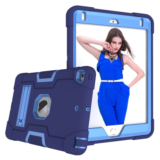 For iPad Mini 5 / 4 Contrast Color Silicone + PC Combination Case with Holder(Navy Blue + Blue) - iPad mini (2019) / mini 5 Cases by buy2fix | Online Shopping UK | buy2fix