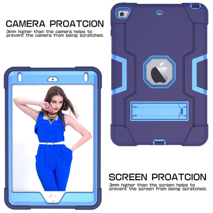 For iPad Mini 5 / 4 Contrast Color Silicone + PC Combination Case with Holder(Navy Blue + Blue) - iPad mini (2019) / mini 5 Cases by buy2fix | Online Shopping UK | buy2fix