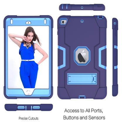 For iPad Mini 5 / 4 Contrast Color Silicone + PC Combination Case with Holder(Navy Blue + Blue) - iPad mini (2019) / mini 5 Cases by buy2fix | Online Shopping UK | buy2fix