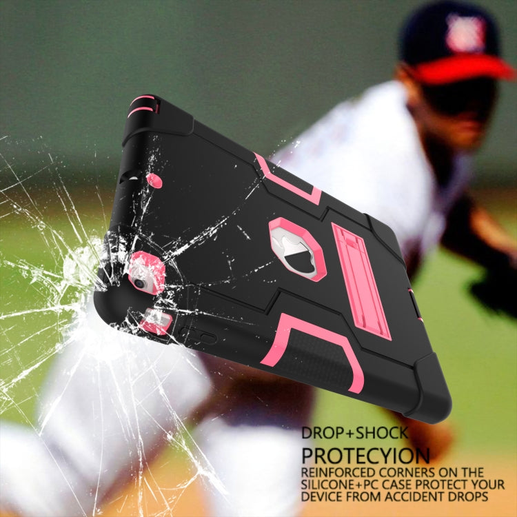 For iPad Air Contrast Color Silicone + PC Combination Case with Holder(Black + Rose Red) - iPad 9.7 (2018) & (2017) Cases by buy2fix | Online Shopping UK | buy2fix