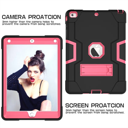 For iPad Air Contrast Color Silicone + PC Combination Case with Holder(Black + Rose Red) - iPad 9.7 (2018) & (2017) Cases by buy2fix | Online Shopping UK | buy2fix