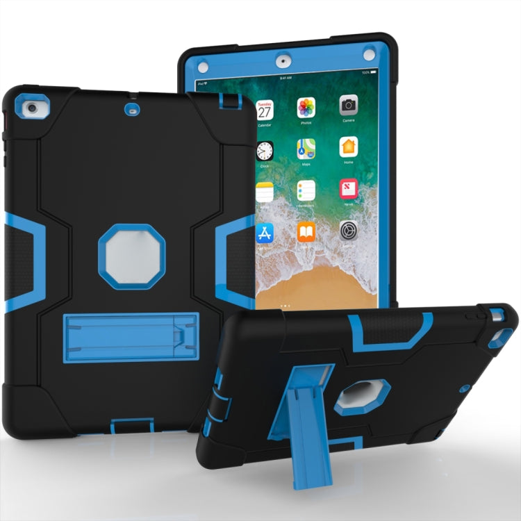 For iPad Air Contrast Color Silicone + PC Combination Case with Holder(Black + Blue) - iPad 9.7 (2018) & (2017) Cases by buy2fix | Online Shopping UK | buy2fix