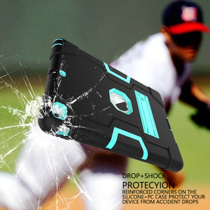For iPad Air Contrast Color Silicone + PC Combination Case with Holder(Black + Aqua) - iPad 9.7 (2018) & (2017) Cases by buy2fix | Online Shopping UK | buy2fix
