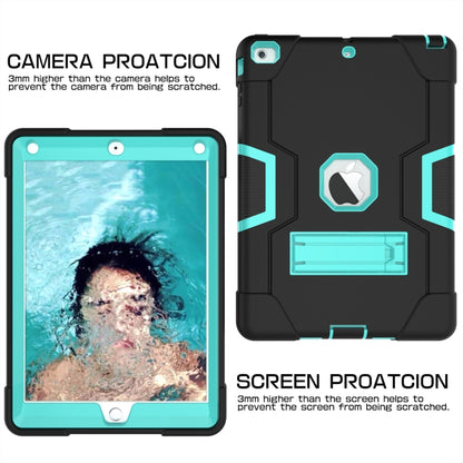 For iPad Air Contrast Color Silicone + PC Combination Case with Holder(Black + Aqua) - iPad 9.7 (2018) & (2017) Cases by buy2fix | Online Shopping UK | buy2fix