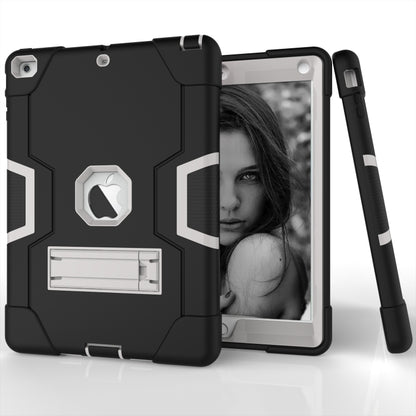For iPad Air Contrast Color Silicone + PC Combination Case with Holder(Black + Grey) - iPad 9.7 (2018) & (2017) Cases by buy2fix | Online Shopping UK | buy2fix