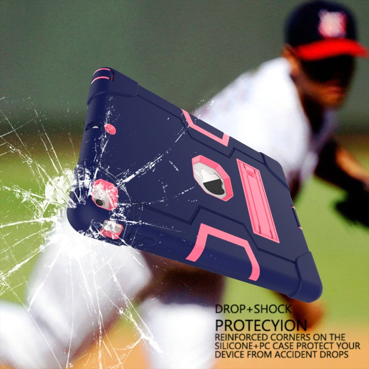 For iPad Air Contrast Color Silicone + PC Combination Case with Holder(Navy Blue + Rose Red) - iPad 9.7 (2018) & (2017) Cases by buy2fix | Online Shopping UK | buy2fix