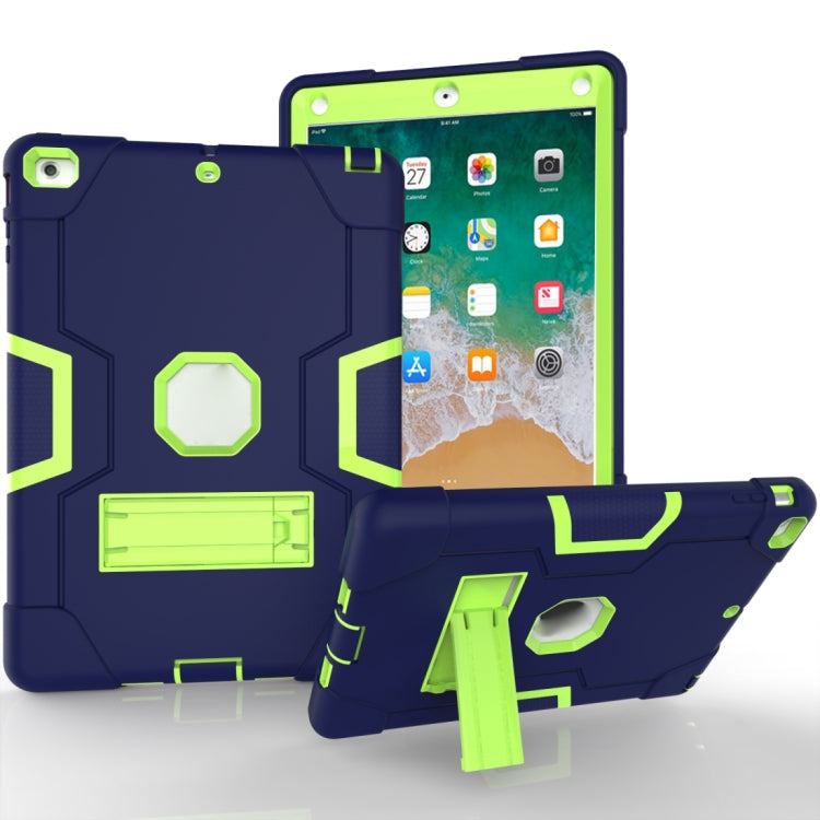 For iPad Air Contrast Color Silicone + PC Combination Case with Holder(Navy Blue +Olivine) - iPad 9.7 (2018) & (2017) Cases by buy2fix | Online Shopping UK | buy2fix