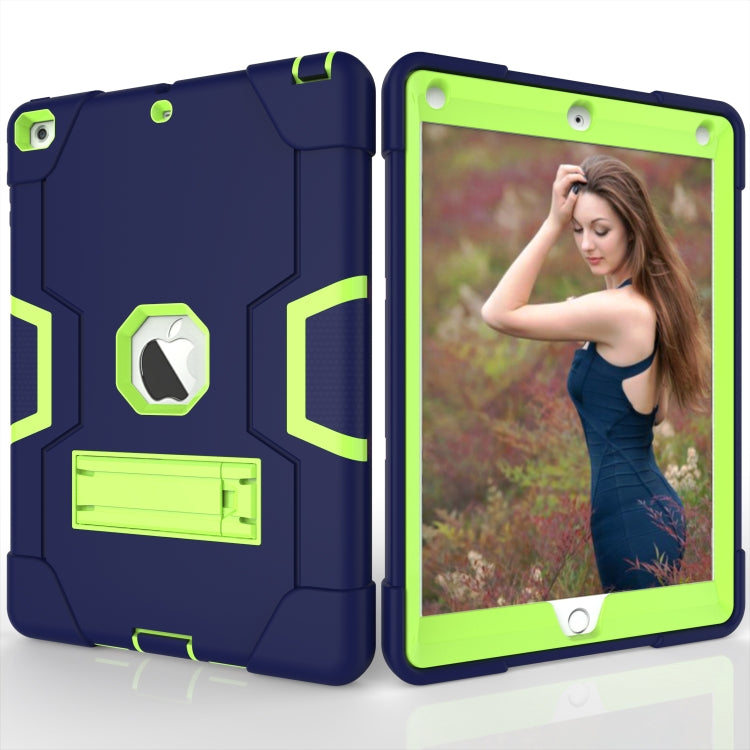 For iPad Air Contrast Color Silicone + PC Combination Case with Holder(Navy Blue +Olivine) - iPad 9.7 (2018) & (2017) Cases by buy2fix | Online Shopping UK | buy2fix