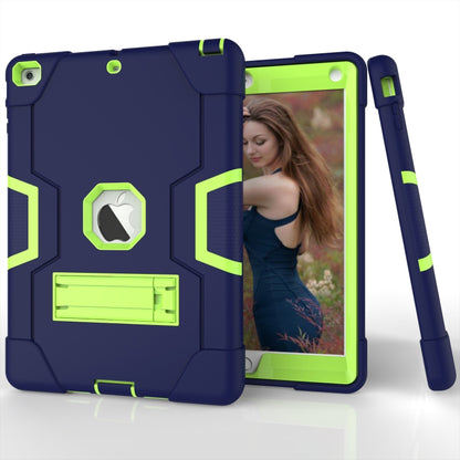 For iPad Air Contrast Color Silicone + PC Combination Case with Holder(Navy Blue +Olivine) - iPad 9.7 (2018) & (2017) Cases by buy2fix | Online Shopping UK | buy2fix
